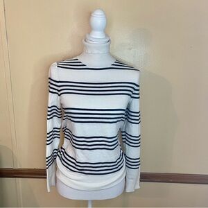 White and black Striped Sweater